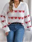 Blueberi B Women’s Heart Johnny Collar Long Sleeve Sweater Acrylic Size S-L