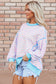 High-Low Striped Long Sleeve Sweatshirt - Women's Casual Pullover Polyester Cotton Elastane Sizes S-XL