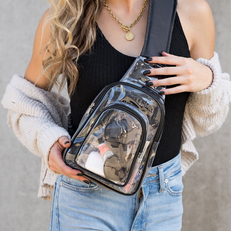 Clear Stadium-Compliant Padded Strap Adjustable Sling Bag