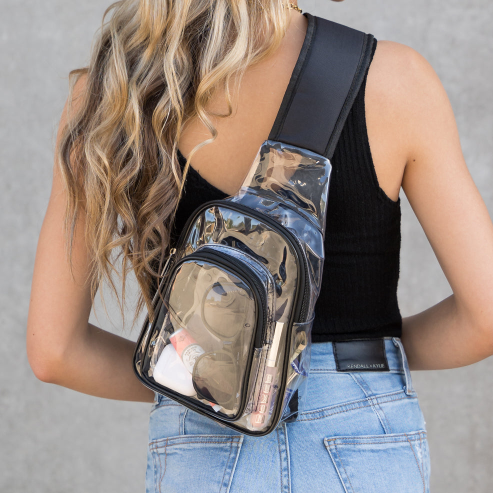 Clear Stadium-Compliant Padded Strap Adjustable Sling Bag