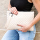 Quilted Vegan Leather Herringbone Lined Wristlet Clutch Bag