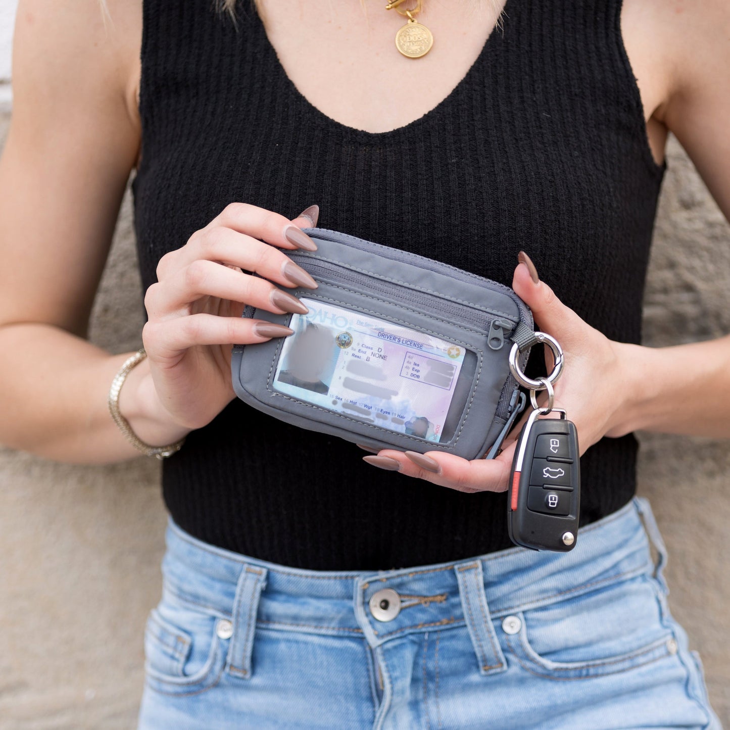 Water-Resistant Nylon Clippable O-Ring ID Wallet Pouch