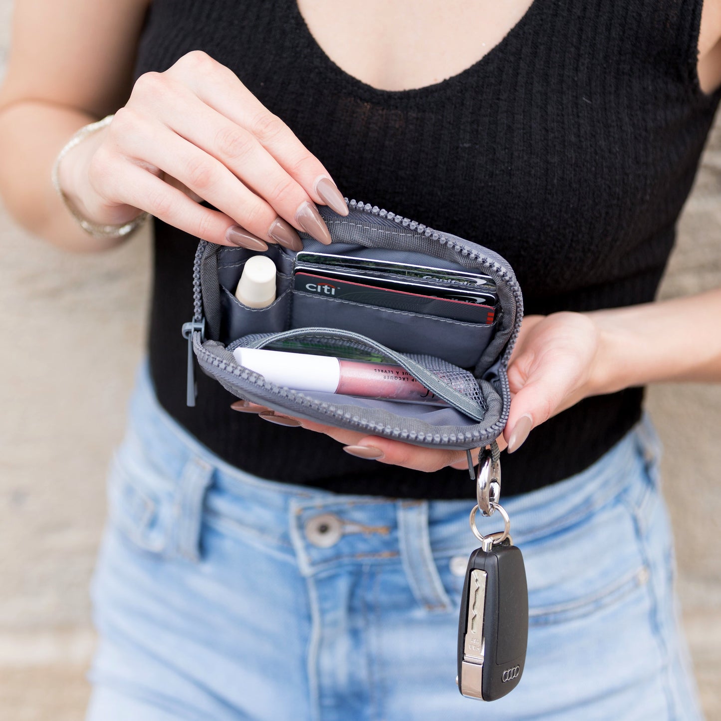 Water-Resistant Nylon Clippable O-Ring ID Wallet Pouch