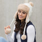 70% Polyester 30% Cotton Cable Weave Faux Fur Pom Braided Accent Trapper Hat | One Size