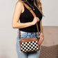 Polyester Canvas PU Leather Trim Gold Hardware Jessie Mixed Media Camera Crossbody Bag | 6" x 8.25"