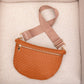 Woven Vegan Leather Poly Cotton Lined Gold Hardware Vivienne Crossbody Sling Bag | 11.5" x 8"