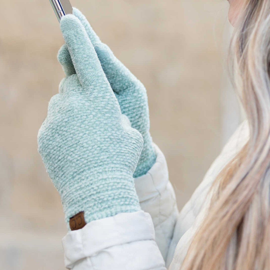 C.C® 100% Buttery Soft Chenille Polyester Touchscreen Compatible Gloves | One Size Teen–Adult