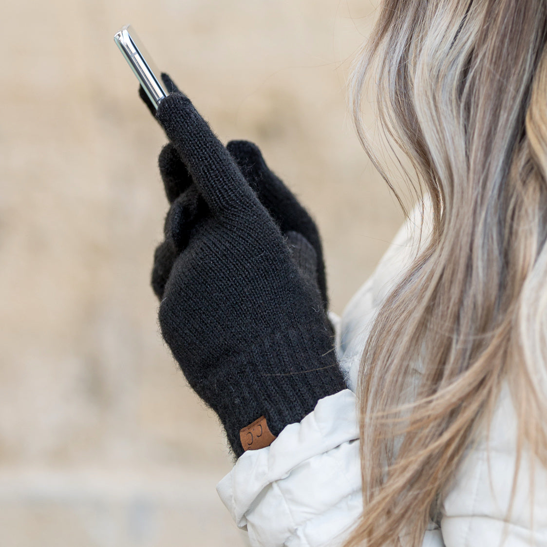 C.C® Recycled Polyester Spandex Heathered Knit Touchscreen Gloves | One Size