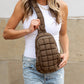 Skyler Quilted Puffer Nylon Sling Bag with Double D-Ring Clasps