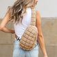 Skyler Quilted Puffer Nylon Sling Bag with Double D-Ring Clasps