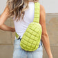 Skyler Quilted Puffer Nylon Sling Bag with Double D-Ring Clasps