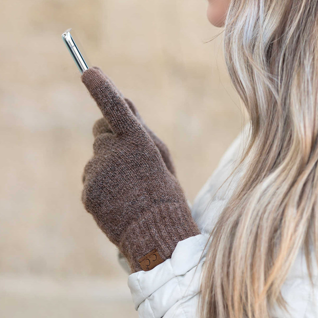 C.C® Recycled Polyester Spandex Heathered Knit Touchscreen Gloves | One Size
