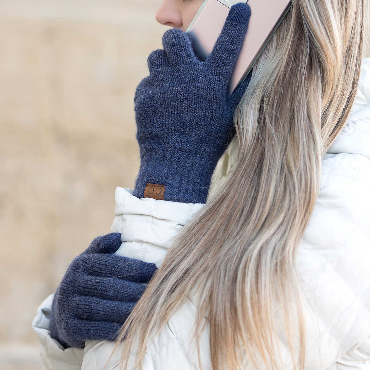 C.C® Recycled Polyester Spandex Heathered Knit Touchscreen Gloves | One Size