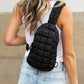 Skyler Quilted Puffer Nylon Sling Bag with Double D-Ring Clasps