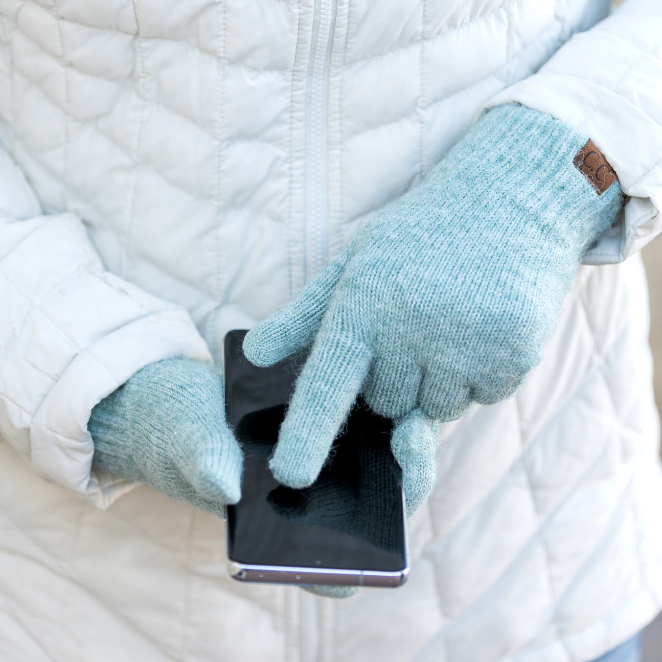 C.C® Recycled Polyester Spandex Heathered Knit Touchscreen Gloves | One Size
