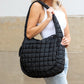 Taylor Quilted Puffer Nylon Tote Bag with Zip Pockets & Interior Organization | Almond, Black, Citrine, Slate Blue, White, Emerald