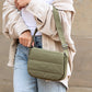 Afton Quilted Puffer Easy-Wipe Nylon Foldover Crossbody Bag with Magnetic Clasp | Almond, Black, Gray, Olive