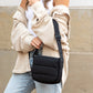 Afton Quilted Puffer Easy-Wipe Nylon Foldover Crossbody Bag with Magnetic Clasp | Almond, Black, Gray, Olive