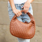 Paige Butter-Soft Woven Vegan PU Leather Handbag with Interior Divider & Multiple Pockets | Bone, Black, Cognac