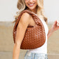 Paige Butter-Soft Woven Vegan PU Leather Handbag with Interior Divider & Multiple Pockets | Bone, Black, Cognac