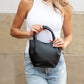 Drew Soft Pebbled Vegan Leather Mini Bucket Crossbody Tote with Removable Mini Pouch | Black, Bone, Red