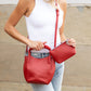 Drew Soft Pebbled Vegan Leather Mini Bucket Crossbody Tote with Removable Mini Pouch | Black, Bone, Red