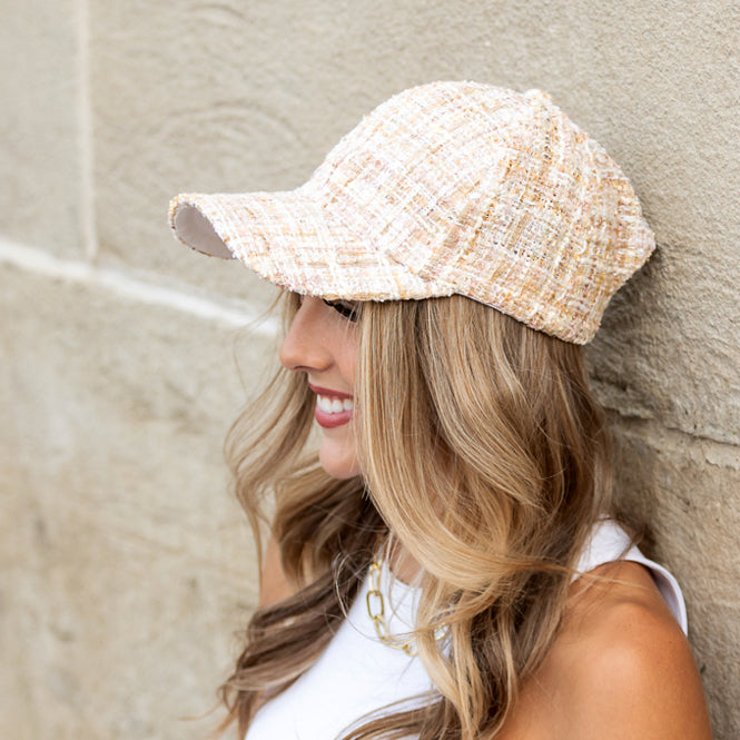 Cotton Polyester Tweed Sequin Sparkle Boyfriend Ball Cap | One Size