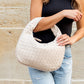 Paige Butter-Soft Woven Vegan PU Leather Handbag with Interior Divider & Multiple Pockets | Bone, Black, Cognac