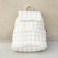 Stevie Quilted Puffer Easy-Wipe Nylon Backpack with Front Compartment & Multiple Pockets | Black, Citrine, Ivory, Mauve, Pebble, Slate Blue