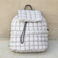 Stevie Quilted Puffer Easy-Wipe Nylon Backpack with Front Compartment & Multiple Pockets | Black, Citrine, Ivory, Mauve, Pebble, Slate Blue