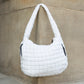 Taylor Quilted Puffer Nylon Tote Bag with Zip Pockets & Interior Organization | Almond, Black, Citrine, Slate Blue, White, Emerald
