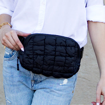 Anya Quilted Nylon Puffer Sling Crossbody Fanny Bag