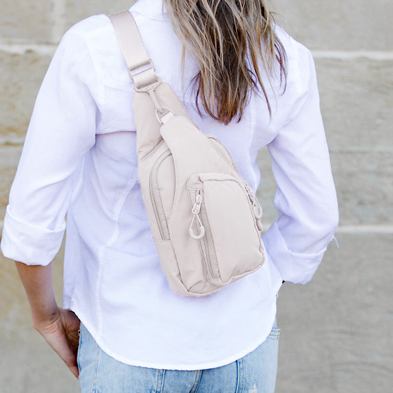 Pippa Easy-Wipe Nylon Reversible Sling Bag with Double D-Ring Clips