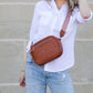 Everly Soft PU Vegan Leather Camera Crossbody Bag with Guitar Strap & Multiple Pockets | Black, Black/Cognac, Cognac, White/Cognac