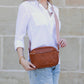 Everly Soft PU Vegan Leather Camera Crossbody Bag with Guitar Strap & Multiple Pockets | Black, Black/Cognac, Cognac, White/Cognac