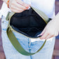 Roam Easy Wipe Nylon Padded 2L Sling Crossbody Belt Bag with Gold Hardware