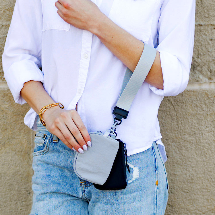 Easy-Wipe Nylon Clippable Dual Pouch Wristlet Wallet