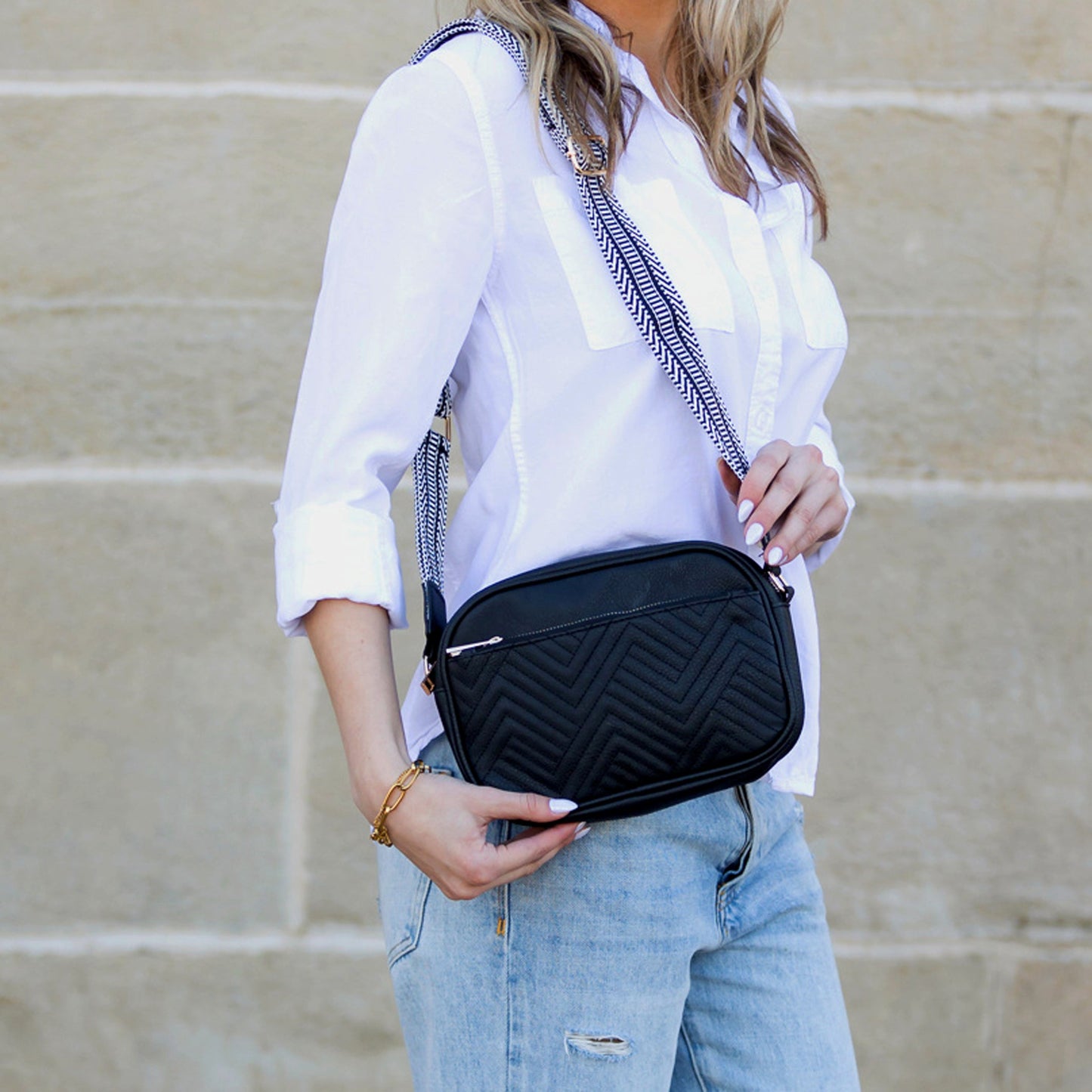 Everly Soft PU Vegan Leather Camera Crossbody Bag with Guitar Strap & Multiple Pockets | Black, Black/Cognac, Cognac, White/Cognac