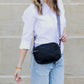 Everly Soft PU Vegan Leather Camera Crossbody Bag with Guitar Strap & Multiple Pockets | Black, Black/Cognac, Cognac, White/Cognac