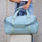 Zahra Quilted Water-Resistant Oxford Weekender Travel Bag with Shoe Compartment & Luggage Sleeve | Bisque, Black, French Blue