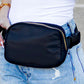 Roam Easy Wipe Nylon Padded 2L Sling Crossbody Belt Bag with Gold Hardware