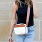 Everly Soft PU Vegan Leather Camera Crossbody Bag with Guitar Strap & Multiple Pockets | Black, Black/Cognac, Cognac, White/Cognac