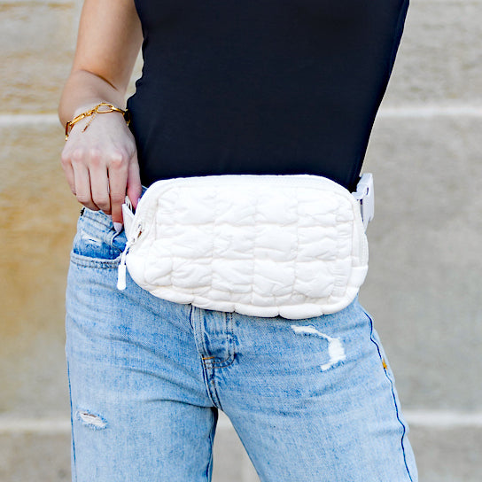 Anya Quilted Nylon Puffer Sling Crossbody Fanny Bag