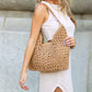 Dahlia Woven Straw Shoulder Bag with Vegan Leather Strap & Magnetic Clasp | Black Multi, Khaki, Khaki Multi, Straw