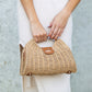 Stella Woven Straw & Vegan Leather Top Handle Crossbody Bag