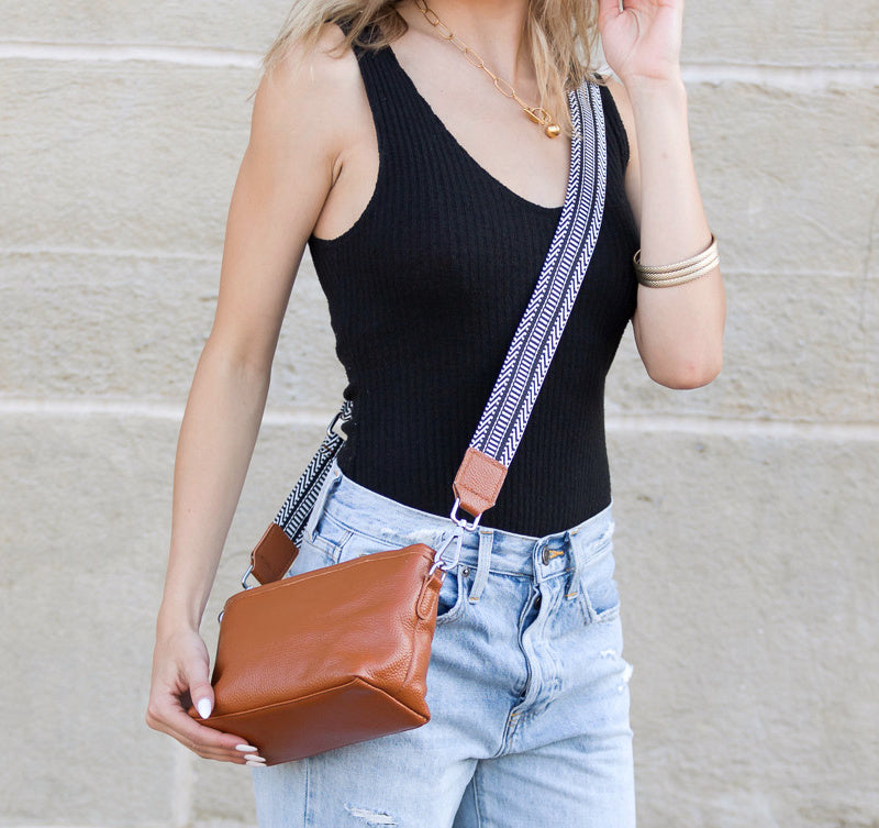 Aria Genuine Leather Guitar Strap Compact Crossbody Bag