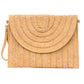 Woven Straw Exterior 30% Cotton 70% Polyester Lined Fold-Over Convertible Wristlet Crossbody Clutch | 8" x 11"