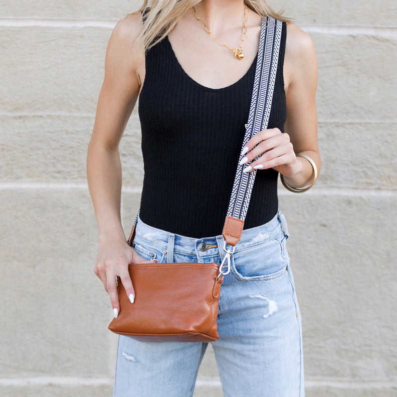 Aria Genuine Leather Guitar Strap Compact Crossbody Bag