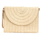 Woven Straw Exterior 30% Cotton 70% Polyester Lined Fold-Over Convertible Wristlet Crossbody Clutch | 8" x 11"