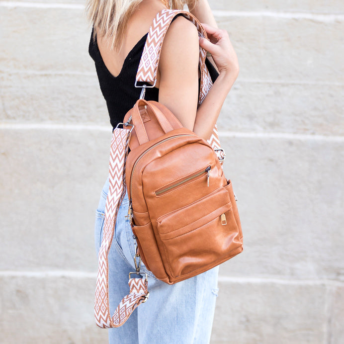 Alba Vegan PU Leather Convertible Backpack Sling Bag with Guitar Straps